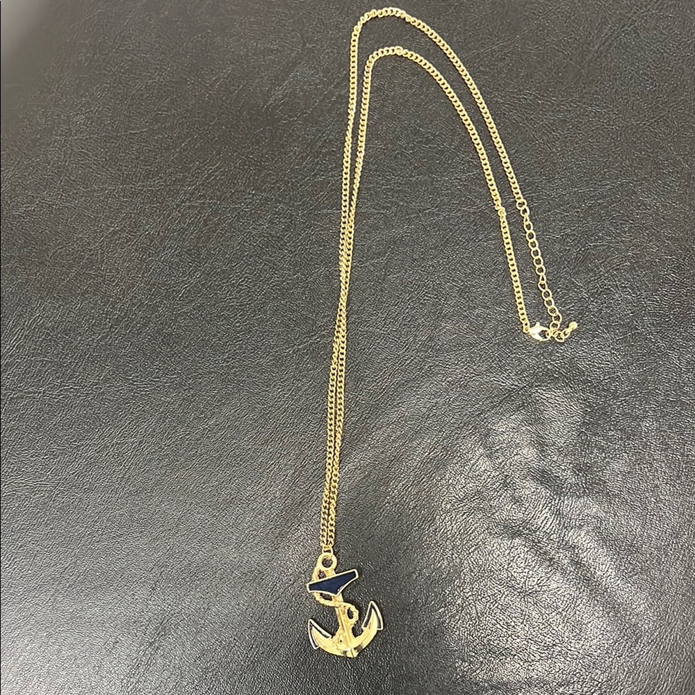 Gold Anchor Pendant Necklace